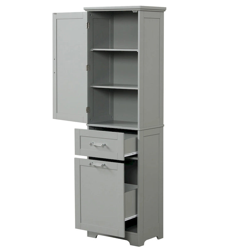 Armario para ropa blanca de 13 in. W x 20 in. D x 68.1 in. H con dos cajones de distintos tamaños y estante ajustable
