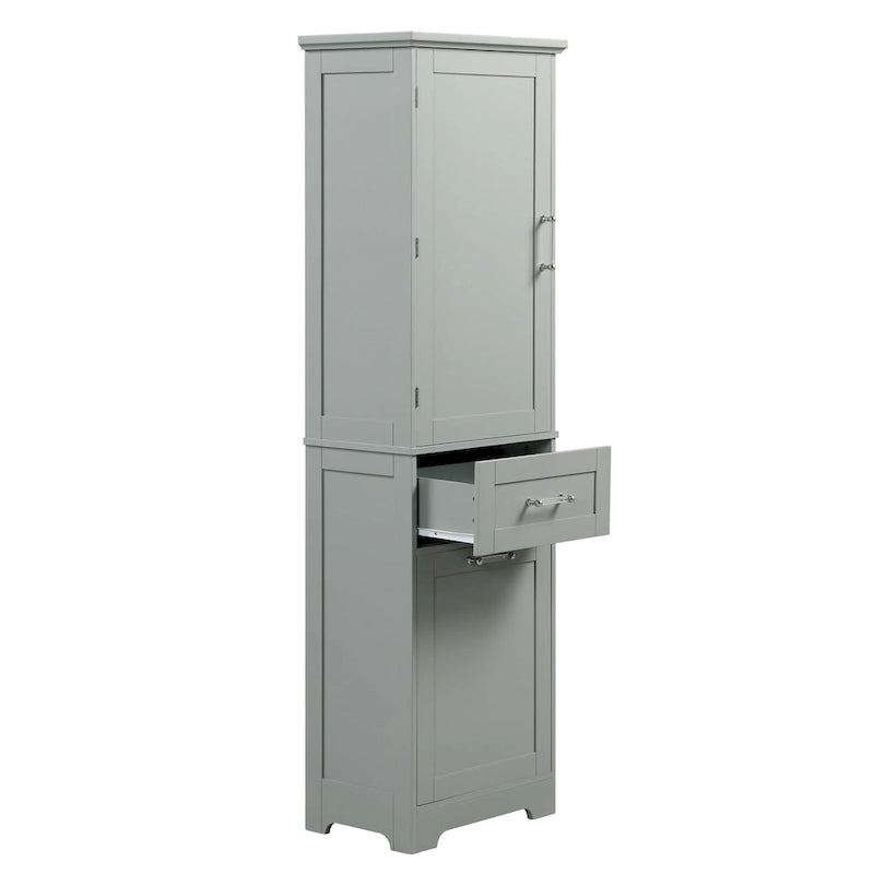 Armario para ropa blanca de 13 in. W x 20 in. D x 68.1 in. H con dos cajones de distintos tamaños y estante ajustable