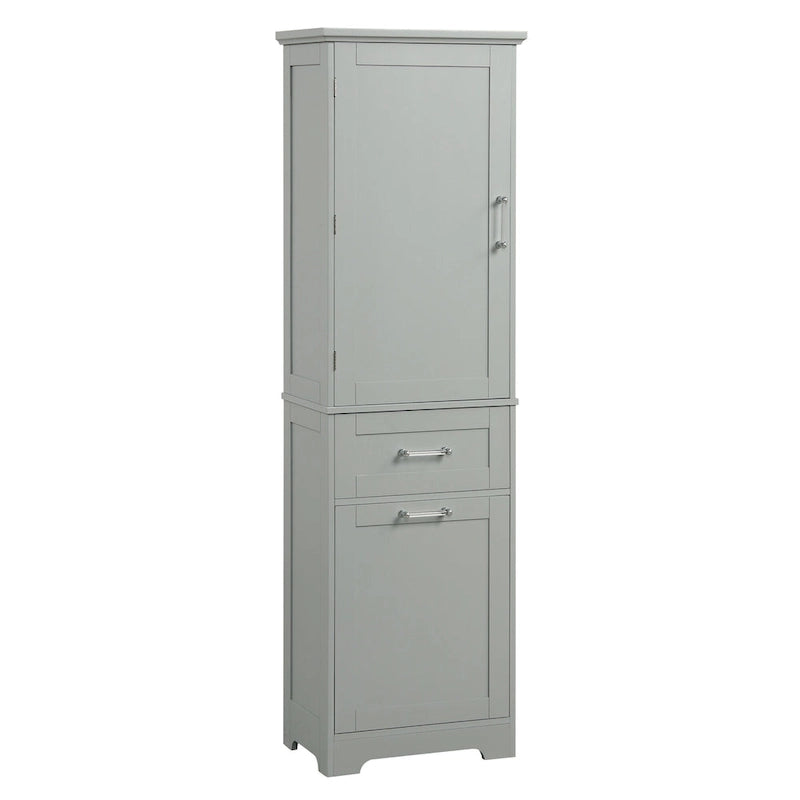 Armario para ropa blanca de 13 in. W x 20 in. D x 68.1 in. H con dos cajones de distintos tamaños y estante ajustable