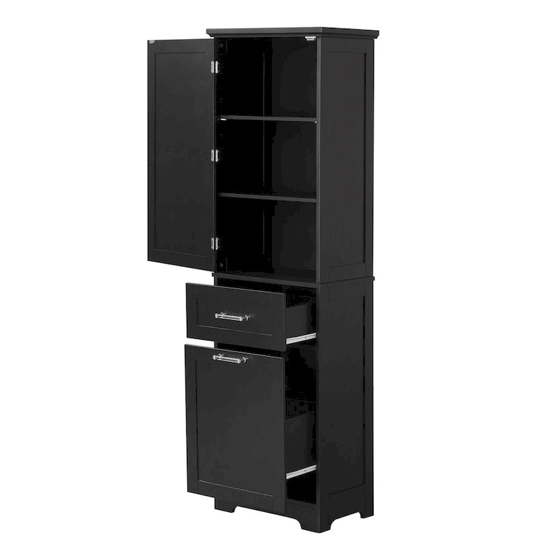 Armario para ropa blanca de 13 in. W x 20 in. D x 68.1 in. H con dos cajones de distintos tamaños y estante ajustable