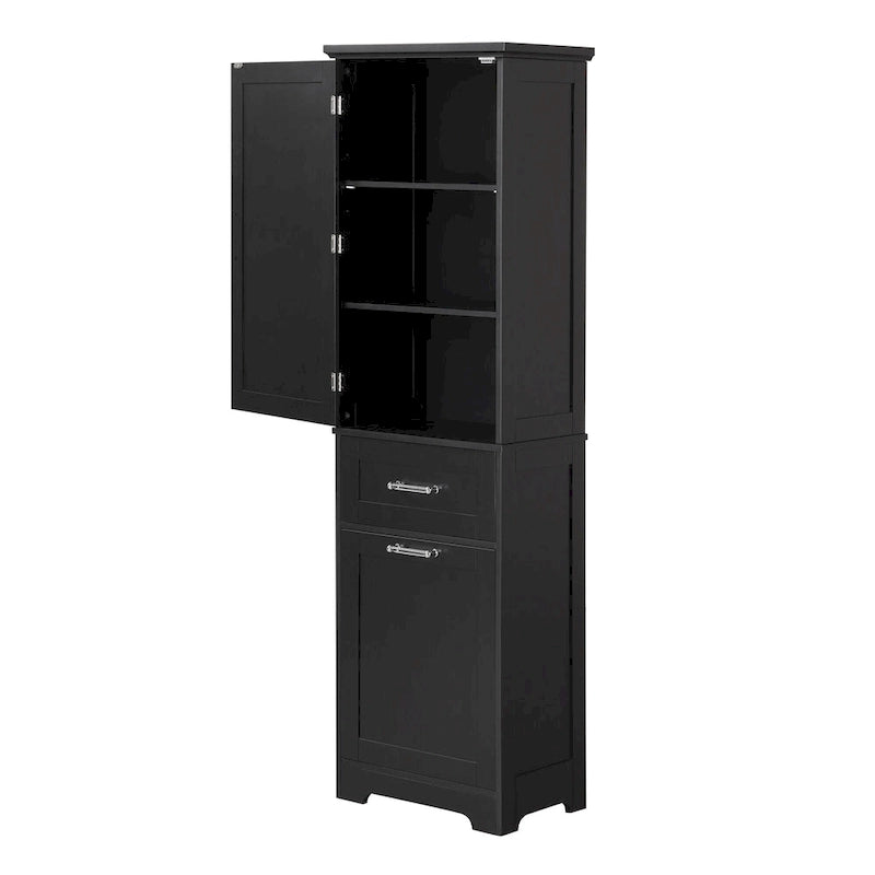 Armario para ropa blanca de 13 in. W x 20 in. D x 68.1 in. H con dos cajones de distintos tamaños y estante ajustable