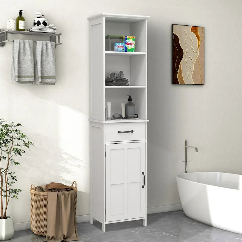 Badezimmerschrank aus Holz mit einer Tür und Einlegeböden