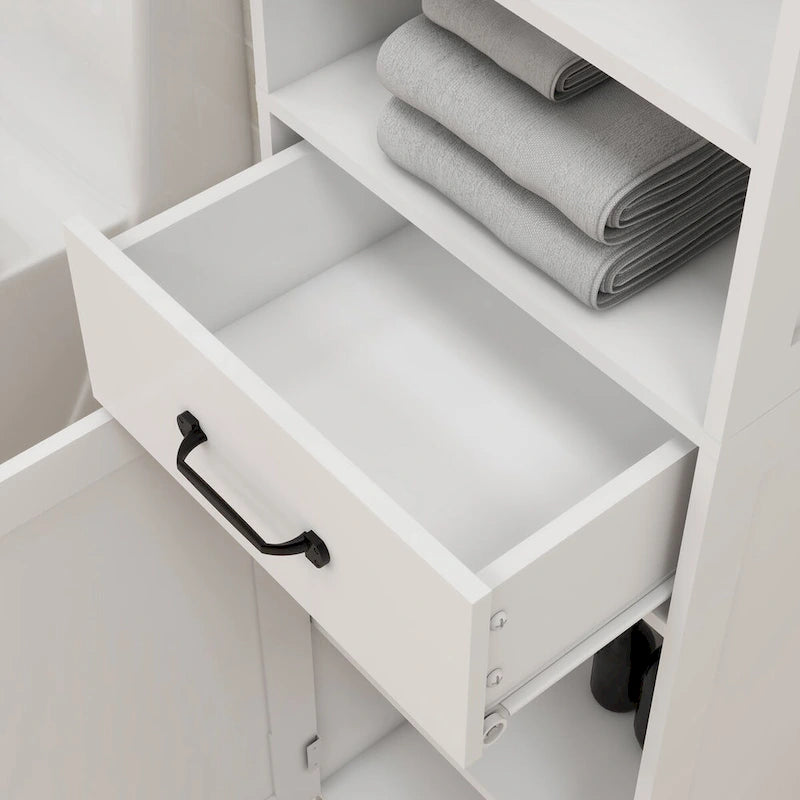 Badezimmerschrank aus Holz mit einer Tür und Einlegeböden