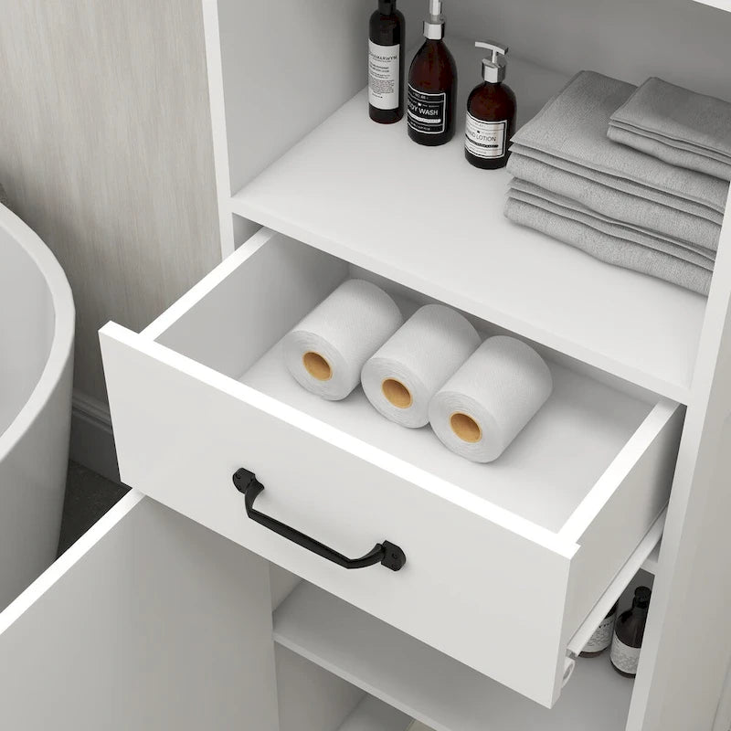 Badezimmerschrank aus Holz mit einer Tür und Einlegeböden
