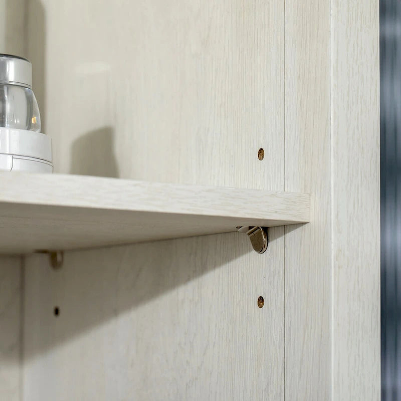 Armoire haute de salle de bain, colonne à linge avec étagères réglables, étagère à 3 niveaux et 2 portes vitrées