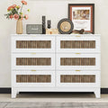 Commode en bois de style rustique campagnard à 6 tiroirs, meuble de rangement pour chambre avec poignées en métal
