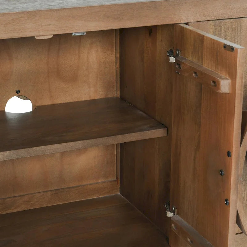 Buffet en bois de manguier naturel à 6 portes