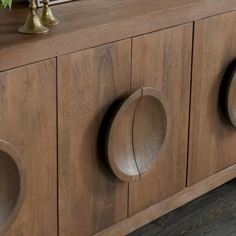 Buffet en bois de manguier naturel à 6 portes