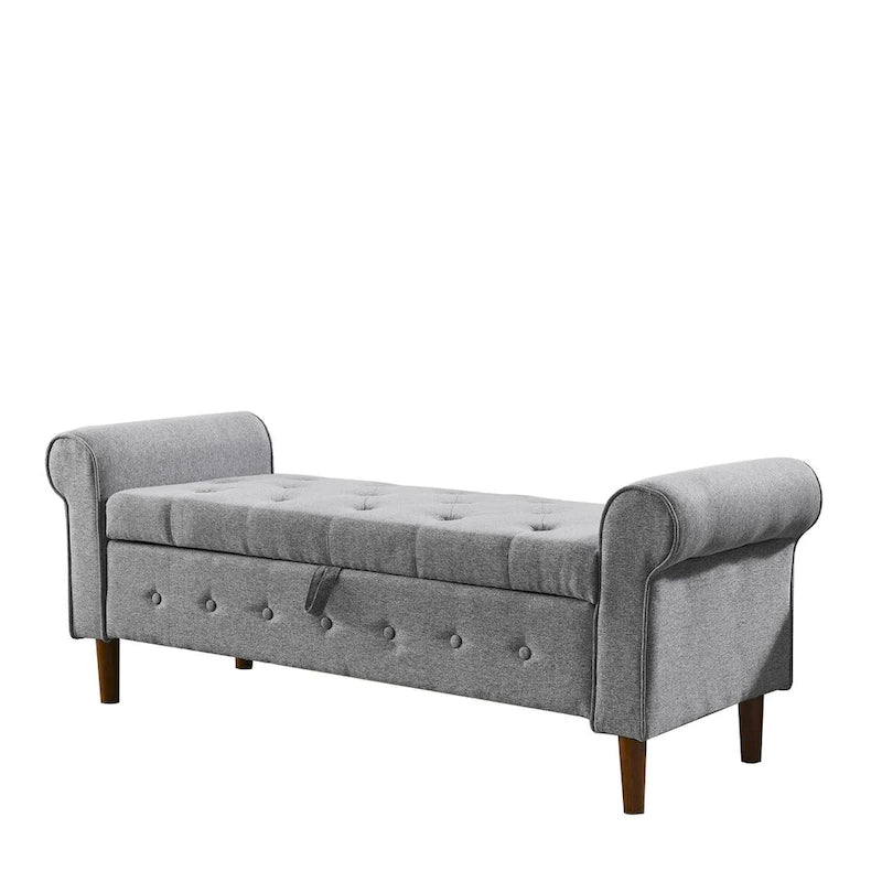 Banc de rangement capitonné à boutons pour chambre, 62, ottoman moderne en tissu, banc de fenêtre, pieds roulés