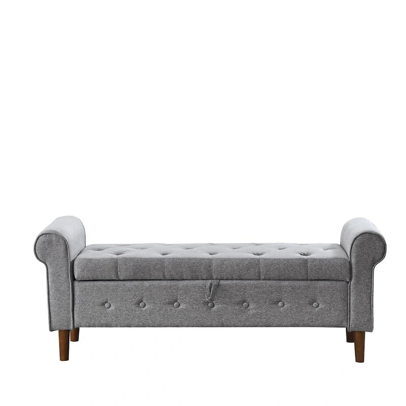 Banc de rangement capitonné à boutons pour chambre, 62, ottoman moderne en tissu, banc de fenêtre, pieds roulés