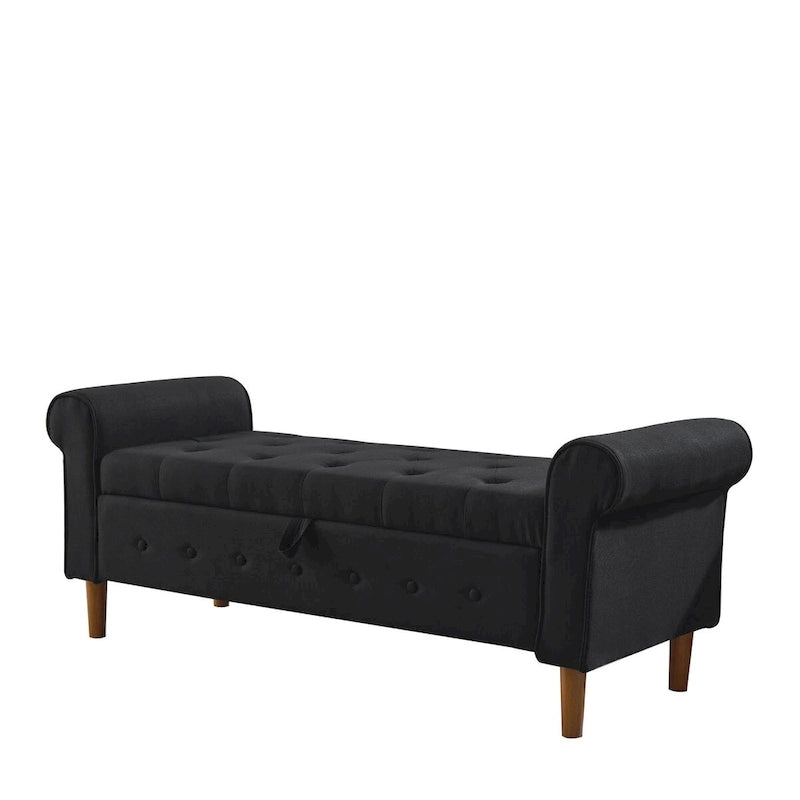 Banc de rangement capitonné à boutons pour chambre, 62, ottoman moderne en tissu, banc de fenêtre, pieds roulés