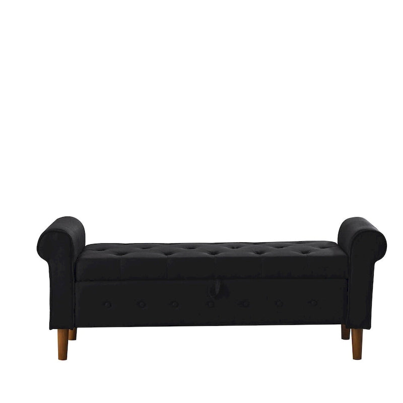 Banc de rangement capitonné à boutons pour chambre, 62, ottoman moderne en tissu, banc de fenêtre, pieds roulés