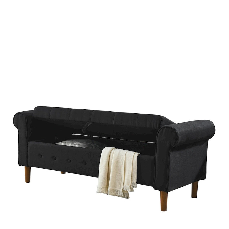 Banc de rangement capitonné à boutons pour chambre, 62, ottoman moderne en tissu, banc de fenêtre, pieds roulés